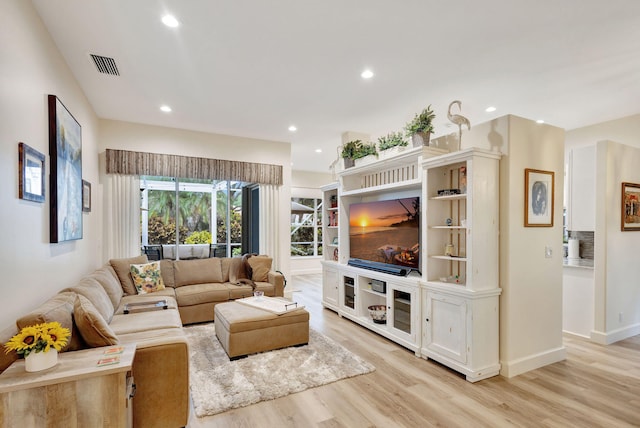 living room featuring light wood-type flooring