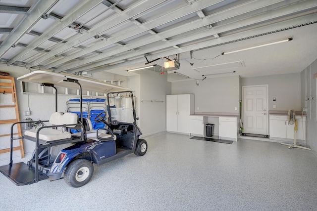 garage with a garage door opener