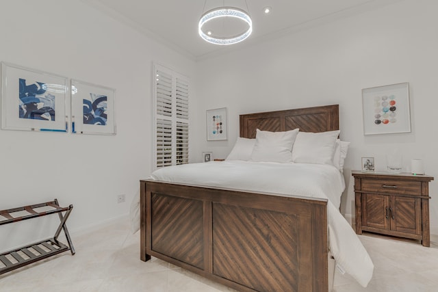 bedroom with ornamental molding