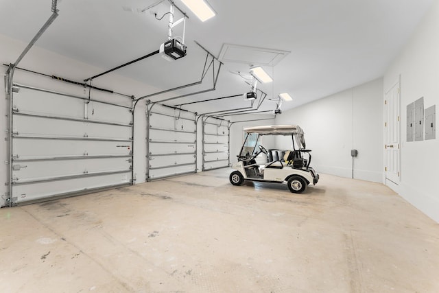 garage with a garage door opener
