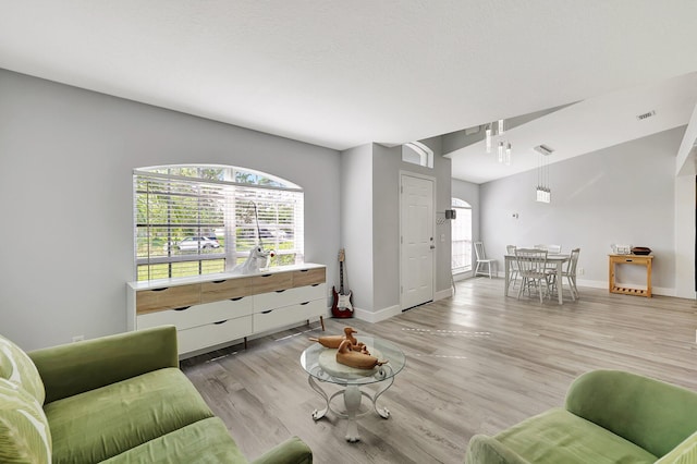 living room featuring light hardwood / wood-style floors