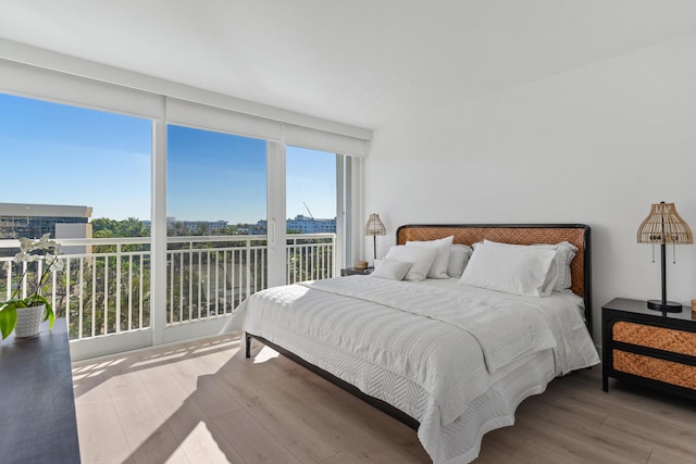 bedroom with light hardwood / wood-style flooring