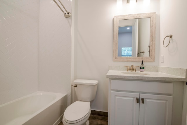 full bathroom with vanity, toilet, and shower / washtub combination