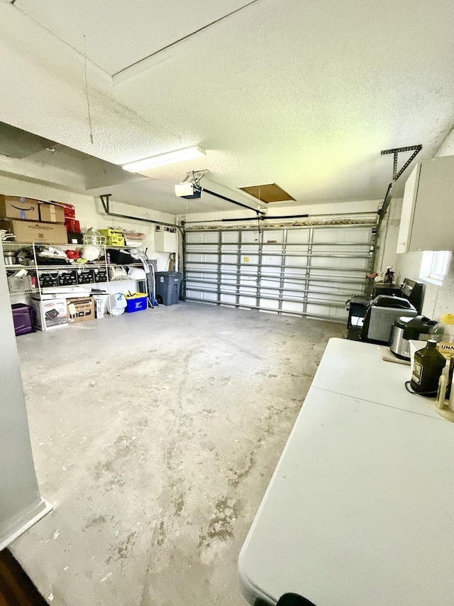 garage with a garage door opener