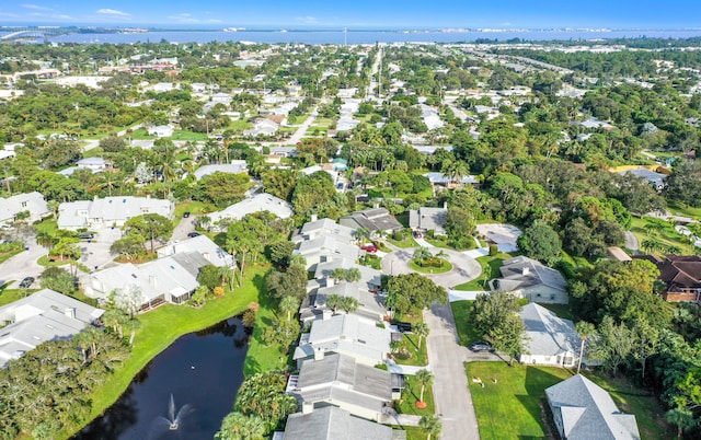 bird's eye view featuring a water view