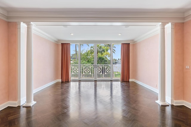 425 Worth Ave Unit 2F, Palm Beach, FL 33480 - spare room featuring ornate columns and baseboards
