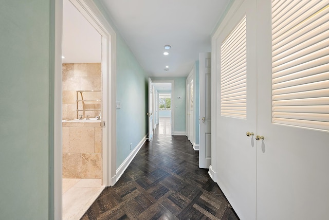 425 Worth Ave Unit 2F, Palm Beach, FL 33480 - hall featuring baseboards and recessed lighting