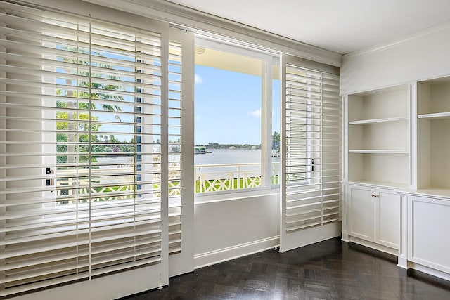425 Worth Ave Unit 2F, Palm Beach, FL 33480 - entryway with ornamental molding and a water view
