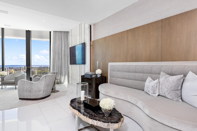 view of tiled living room