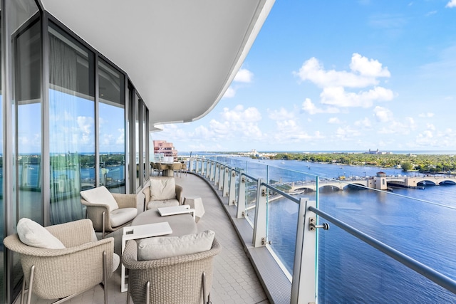 balcony with a water view