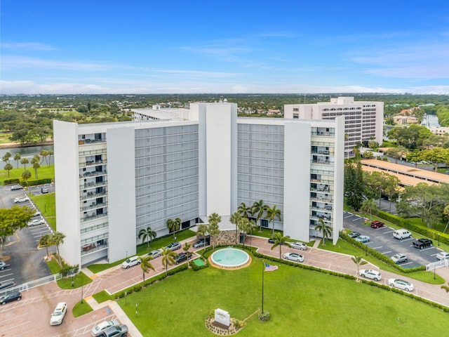 view of building exterior featuring a water view