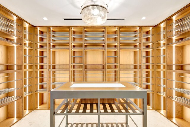 wine cellar with recessed lighting