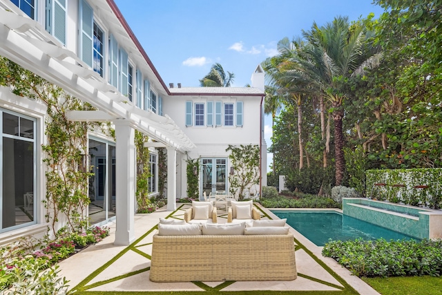 view of swimming pool featuring a patio