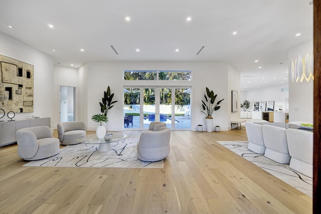 living room with light wood-type flooring