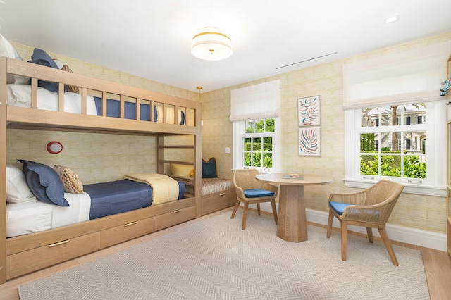 bedroom featuring light wood-type flooring