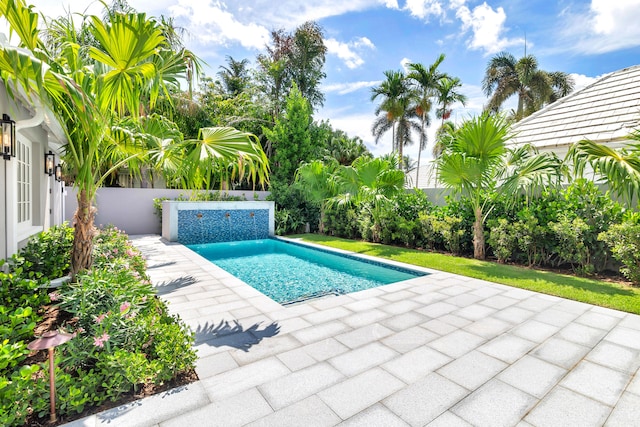 view of swimming pool with a patio area