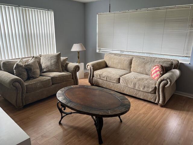 living room with hardwood / wood-style floors