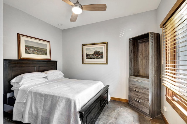 bedroom featuring ceiling fan