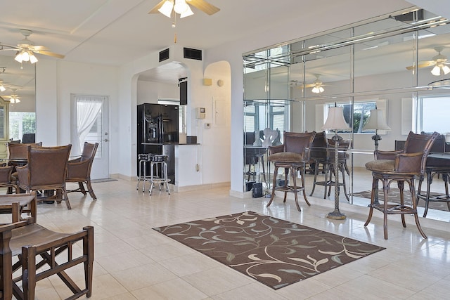 view of tiled dining room