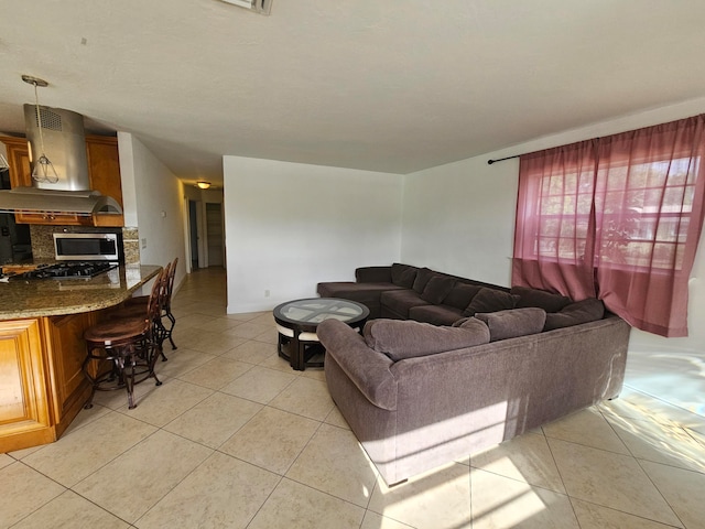 view of tiled living room