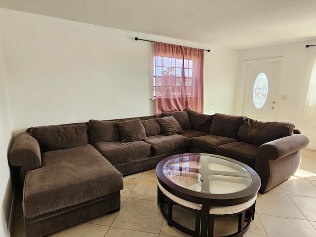 view of tiled living room