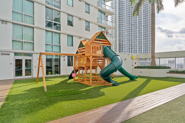 view of community jungle gym