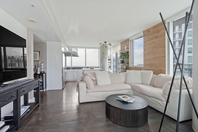living area featuring a wealth of natural light