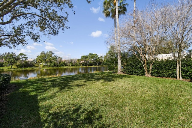 view of yard featuring a water view