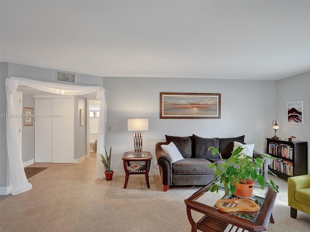 view of tiled living room