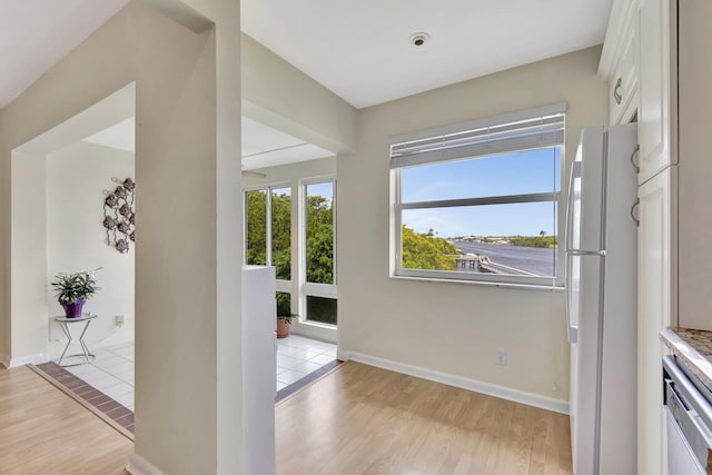 interior space with light hardwood / wood-style flooring