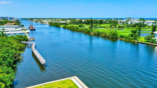 property view of water featuring a dock