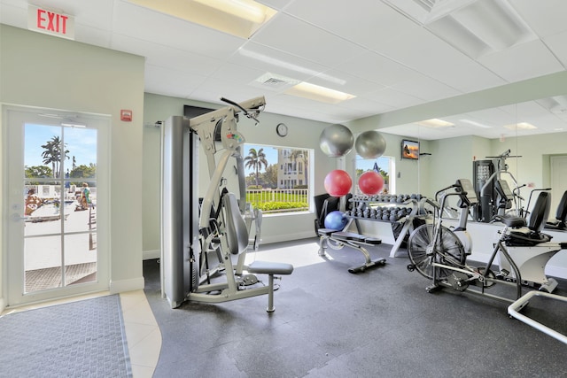 exercise room featuring plenty of natural light