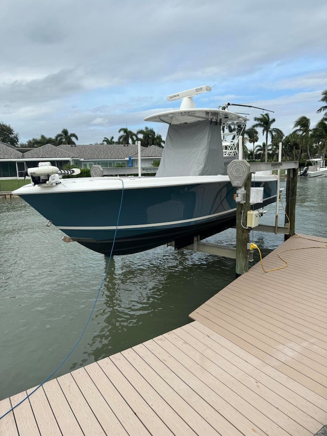 view of dock featuring a water view