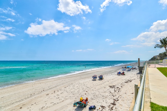 property view of water with a beach view