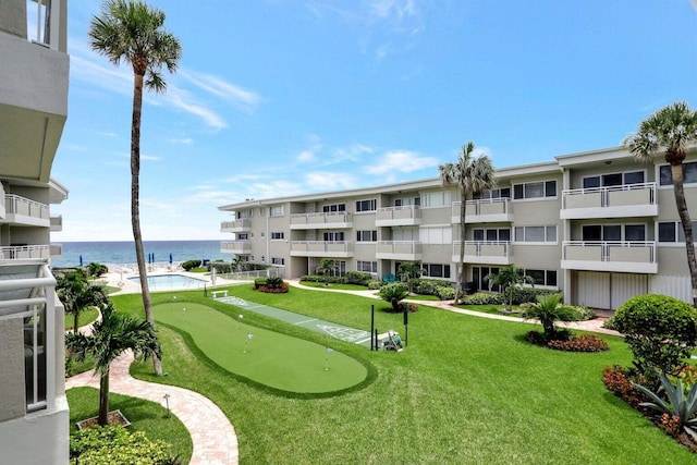 view of community featuring a water view