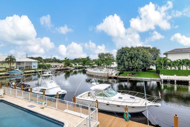 dock area featuring a water view