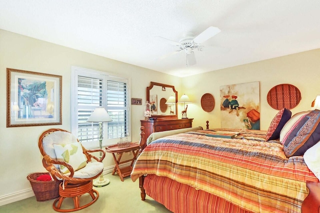 bedroom featuring carpet and ceiling fan