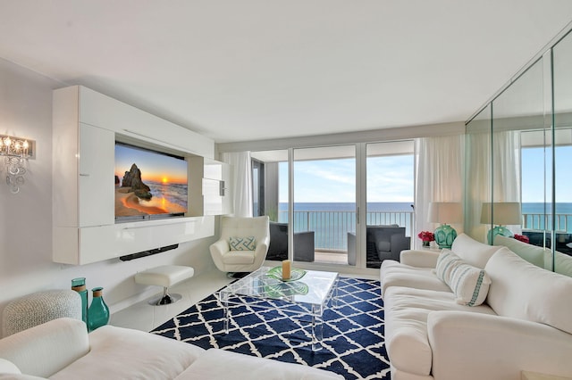 view of tiled living room