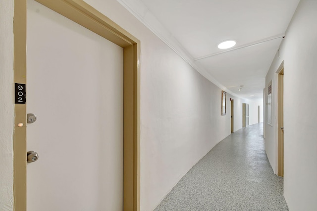 hallway with crown molding