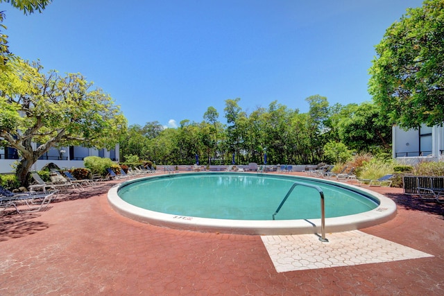 view of swimming pool with a patio