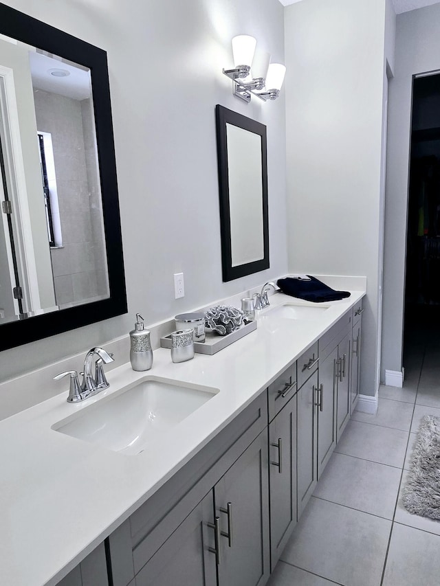 bathroom featuring vanity and tile patterned floors