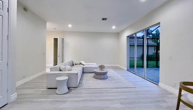 living room featuring light hardwood / wood-style flooring