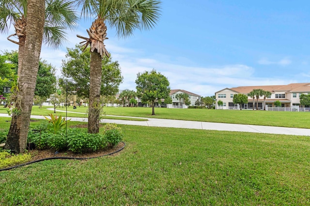 view of property's community featuring a lawn