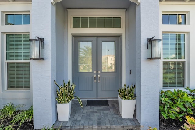 property entrance with french doors