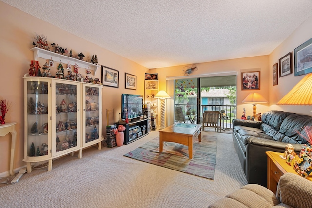 9780 Pineapple Tree Dr Unit 201, Boynton Beach, FL 33436 - carpeted living area with a textured ceiling