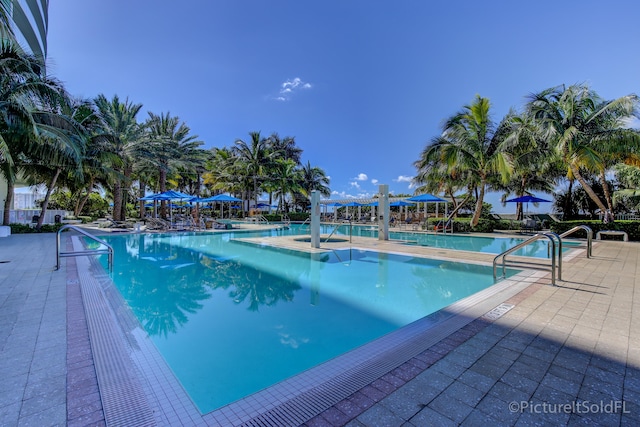 view of pool featuring a patio area