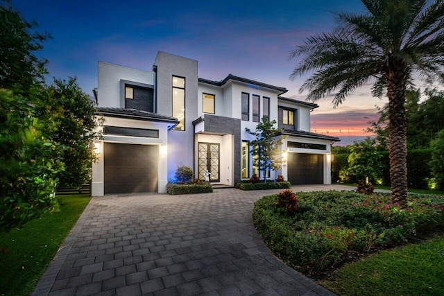 contemporary home with a garage