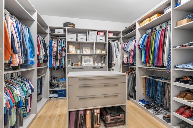 spacious closet with light wood-type flooring