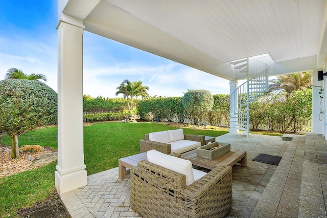 view of patio / terrace featuring an outdoor living space