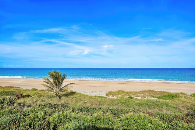 view of water feature featuring a beach view